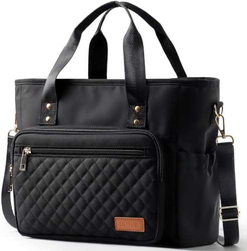 HOTOR Lunch Box Women Insulated Tote Bag Multiple Pockets Black