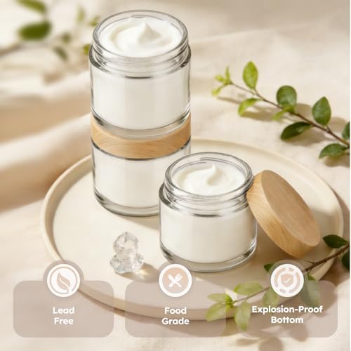24 Pack 2 oz Small Glass Jars with Plastic Woodgrain Lids & Inner Liners