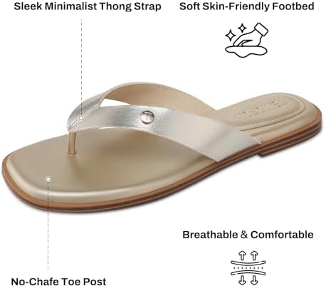 TEMOFON Flip Flops for Women Dressy: Comfortable Flat Tong Sandals 2026 Slip on Summer Casual Beach Walking Shoes