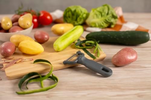 Kuhn Rikon Family Y Peeler, Vegetable Peeler with Straight Stainless Steel Blade, Potato Peeler for Fruits and Vegetables, Grey