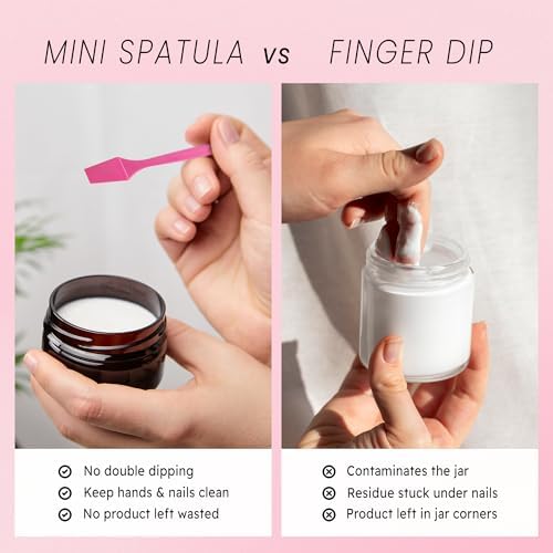 PANA 100pcs Brand Cosmetic Make Up Disposable Plastic 2.5" Spatulas Skin Care Facial Cream Mask Spatula (100 Pieces in a Container) (PINK)