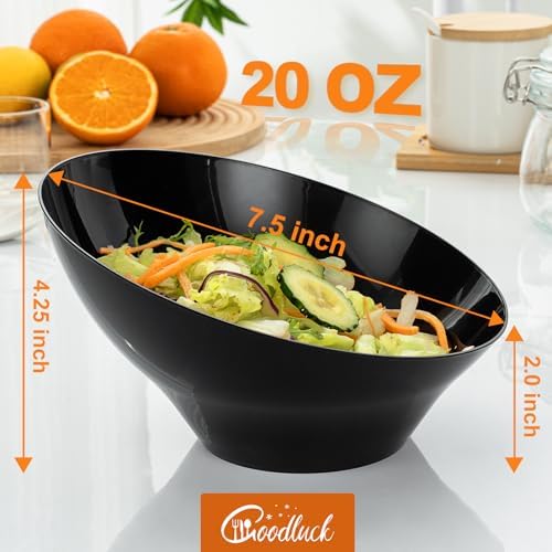 Goodluck 12 Pack black Plastic Serving Bowls for Party - 20 OZ