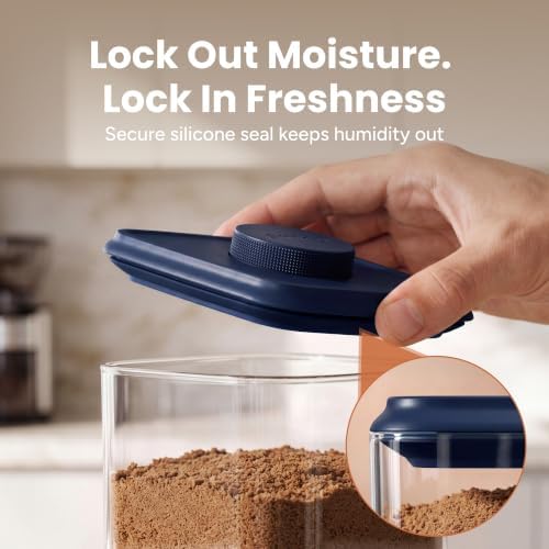 SMIRLY Glass Airtight Food Storage Containers with Pop Lids - Blue