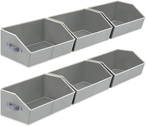 Homsorout Large Storage Bins Baskets - 6 Pack Closet Storage Cubes, Fabric Baskets for Organizing, Cube Organizer Bins with Handles, Foldable Boxes for Clothes, Towels, Grey
