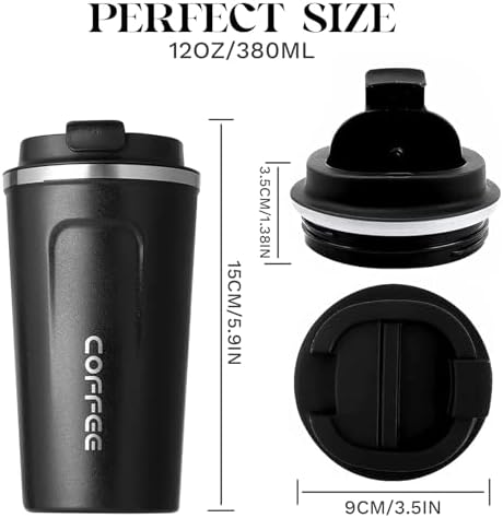 Insulated Travel Coffee Mug, Stainless Steel Coffee Cup with Leakproof Lid