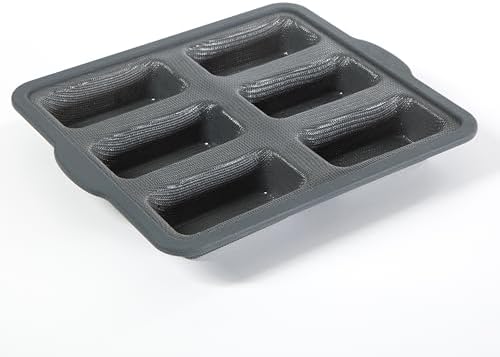 Calphalon Omni 6-Cup Mini Loaf Pan with GlassFlex Technology, Flexible Silicone & Micro-Woven Glass Core for Ultra Airflow & Even Baking, Grey
