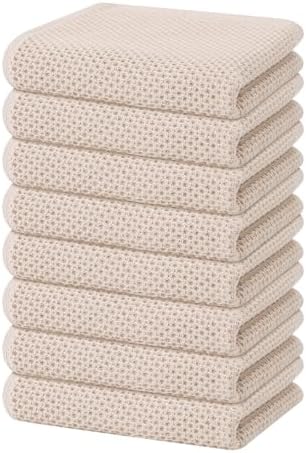 Homaxy 100% Cotton Waffle Weave Kitchen Dish Towels 8-Pack, Beige