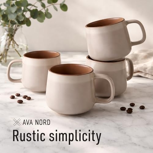 Ava Nord Small Stoneware Ceramic Coffee Mugs Set of 4-6 oz - Rose Sand