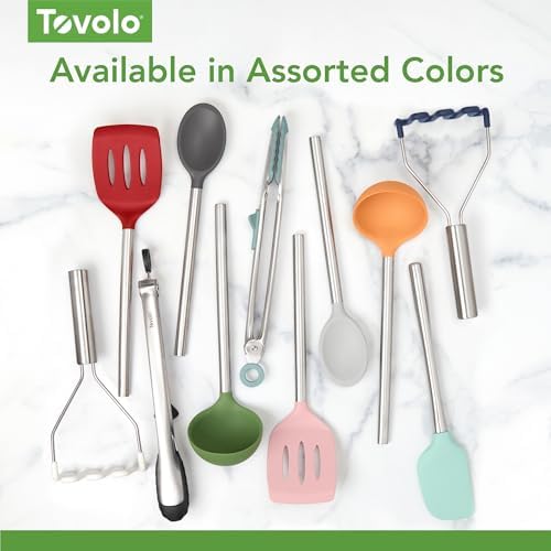 Tovolo Tongs With Silicone Tips Easy Grip 13” Long Kitchen Tongs Stainless Steel Handle For Cooking, Non Scratch Heat Resistant Locking Tongs Silicone Tipped Dishwasher Safe BPA Free, Pesto Green