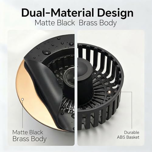 Kitchen Sink Stopper, 3 in 1 Pop Up Kitchen Sink Drain Strainer, with an Extra Basket Strainer, Sink Drain Stopper for US Standard 3-1/2 Inch, Brass Material Electroplate (Black 2pcs)