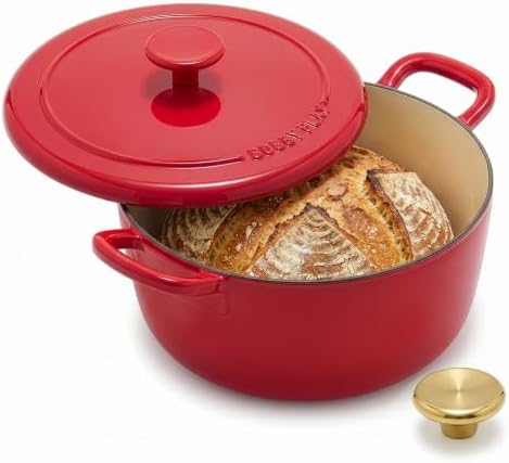 GreenPan x Bobby Flay 5.5QT Enameled Cast Iron Dutch Oven With Lid, Red