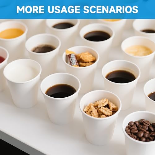 RACETOP 8 oz 1000 Pack Disposable Paper Coffee Cups, Ideal for Party, Home