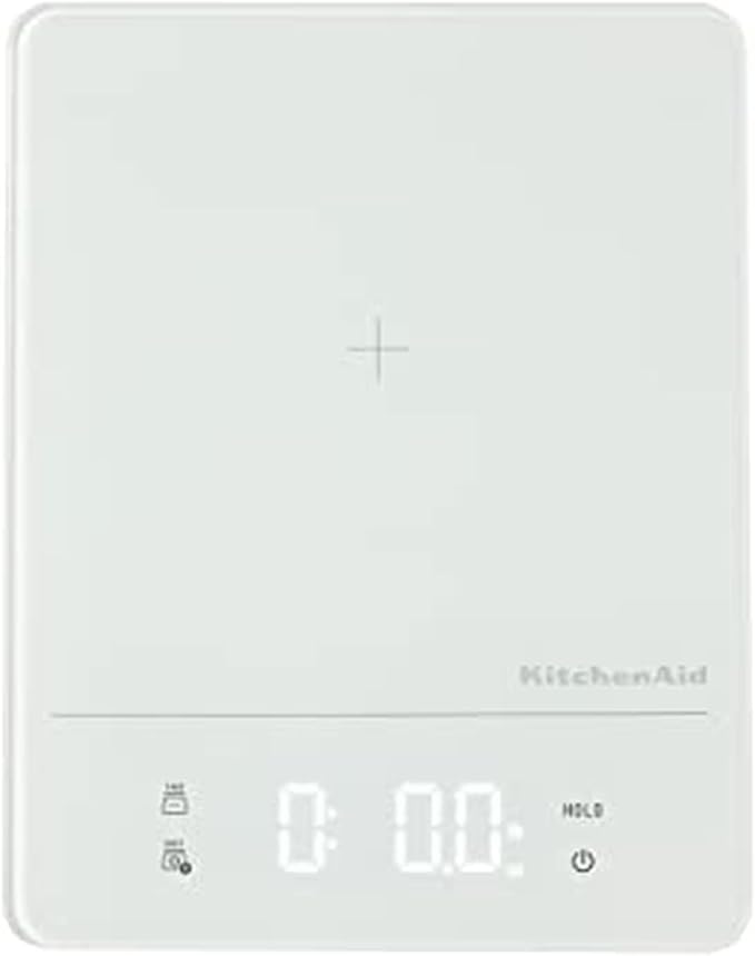 KitchenAid KQ913 Digital Waterproof (IPx7) Kitchen and Food Scale, LED readout, 11 Pound Max Capacity, White