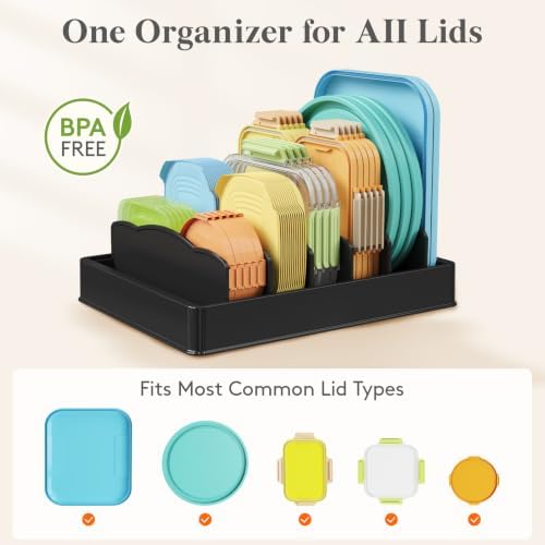 Lifewit Kitchen Cabinet Organizer for Food Contanier Lid with 7 Sections