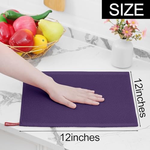 Homaxy 100% Cotton Waffle Weave Kitchen Dish Cloths 24-Pack, Eggplant