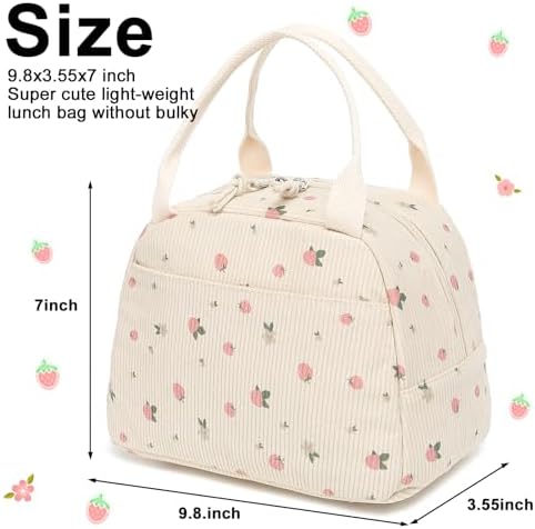 BTOOP Lunch Box for Women Girls Insulated Lunch Bag Cute Corduroy Lunchbox Adults Small Lunch Tote Bags Reusable Cooler for Work Office School Picnic Travel