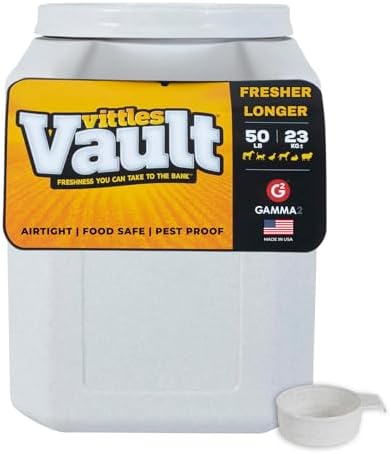 Vittles Vault Airtight Pet Food Storage Container + Scoop, Fits Up to 50lbs
