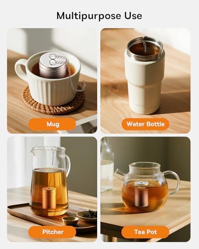 House Again Tea Strainers for Loose Tea, Extra Fine Mesh Tea Infuser, Updated Slim Threaded Lid & 304 Stainless Steel, Tea Ball Filter Bags Diffusers, Loose Leaf Tea Steeper for Brew Spices 1Pack