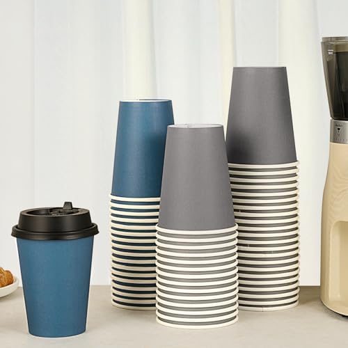 LITOPAK 100 Pack 12 oz Disposable Paper Coffee Cups with Lids
