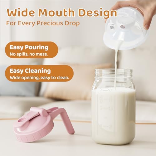 32 oz Breast Milk Pitcher, Glass Mason Jar Pitcher with Lid