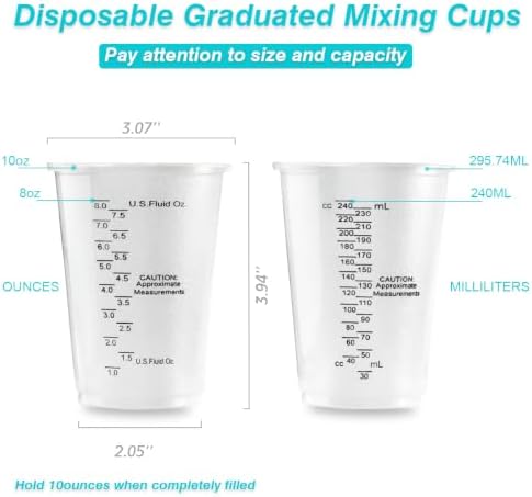 200Pcs 8oz Graduated Clear Plastic Measuring Cups
