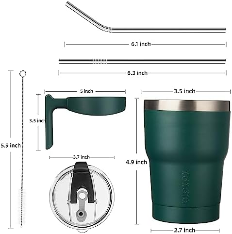 BJPKPK 10 oz Mini Tumbler with Lid, Straw & Handle, Insulated Steel Cup