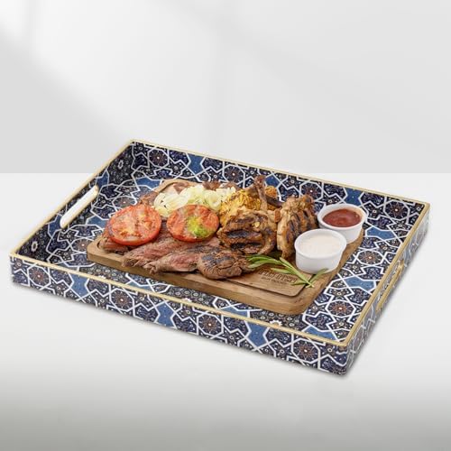 AGIOTA Coffee Table Trays for Living Room Serving Tray with Handles, Modern Large Tray for Ottoman Coffee Table