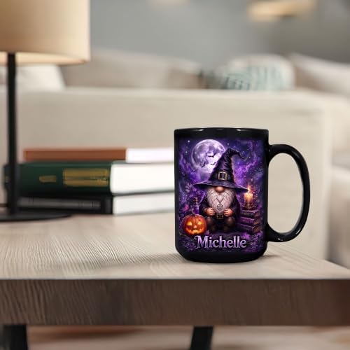 Hyturtle Personalized Halloween Gnome Mug, Custom Name Gift for Women