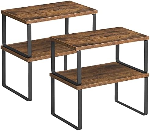 SONGMICS Cabinet Organizer Shelf, Set of 4 Spice Rack, Kitchen Storage