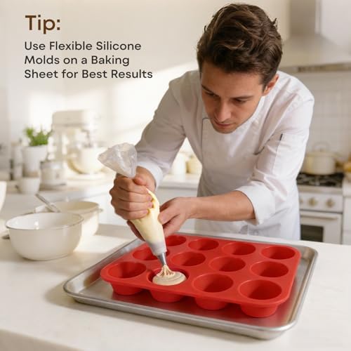 Silicone Mold for Baking, 12 Cup Nonstick Muffin Pan 2Pcs