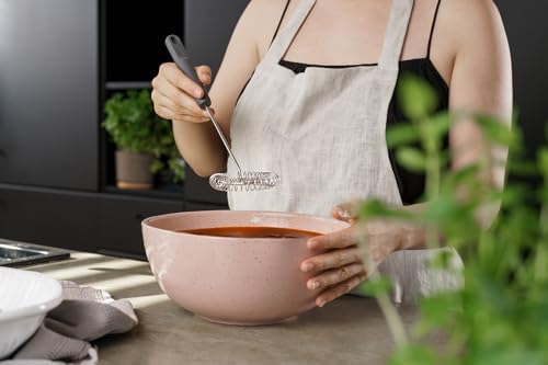 Zyliss Gravy Whisk - Sustainable Wheatstraw/Wire - Whisk for Cooking Sauce - Manual Egg Beater & Hand Whisk - Heat Resistant Wire Head, Beluga Grey, 12" x 3.5"