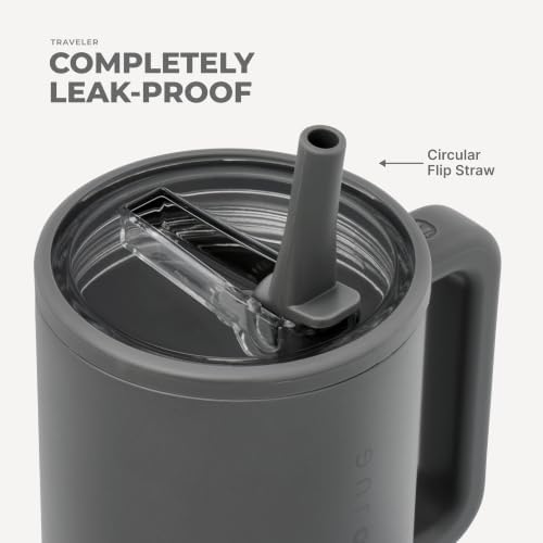 HydroJug Traveler 32oz, Insulated Tumbler with Handle & Straw, Stone