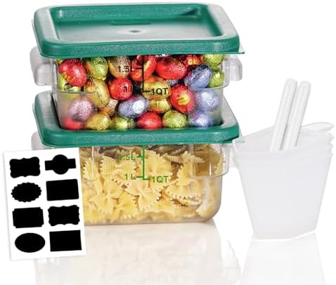 2QT 2PCS NSF Commercial Clear Food Storage Containers with Lids(GREEN)