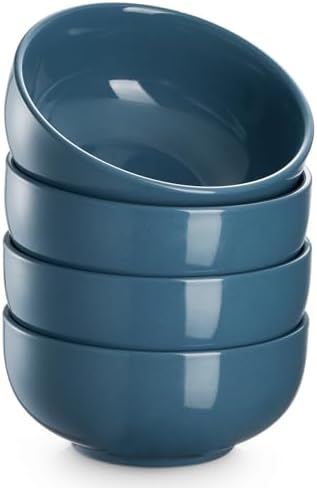 DOWAN 22 OZ Ceramic Soup Bowls & Cereal Bowls - 6" Classic Bowls Set of 4 for Soup, Cereal, Oatmeal, Fruit, Rice - Dishwasher & Microwave Safe (Airy Blue)