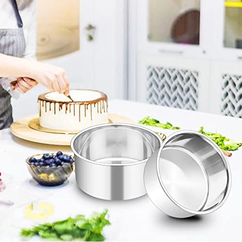 TeamFar 6 Inch Cake Pan, 6” x 3” Stainless Steel Round Baking Pan Set of 4