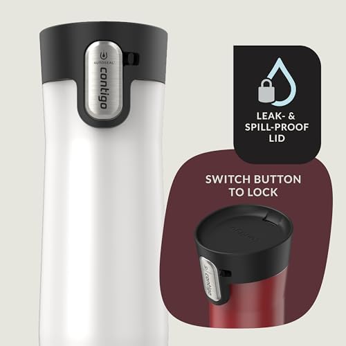 Contigo AUTOSEAL West Loop Vacuum-Insulated Stainless Steel Travel Mug with Easy-Clean Lid 20 oz 2 pack Goji Berry Frosted Pearl Frosted Pearl
