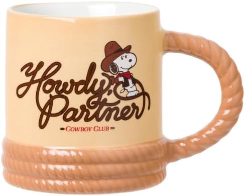 Silver Buffalo Peanuts Western Howdy Partner, 3D Sculpted Mug, 20oz