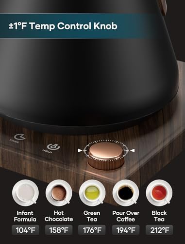INTASTING Gooseneck Electric Kettle with ±1℉ Temperature Control, 0.9L