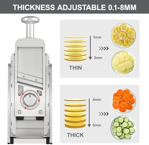 SupMaKin Safe Mandoline Slicer Plus, Adjustable Potaot slicer 1-8 mm