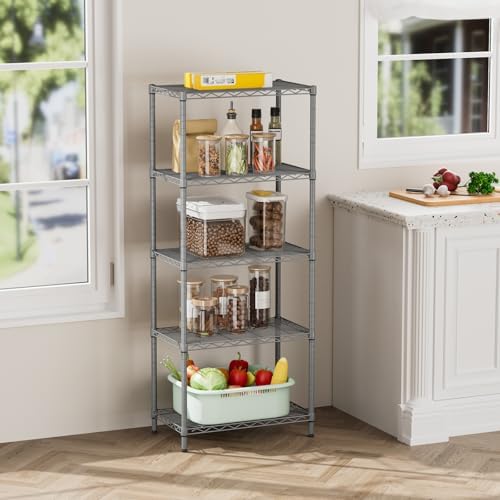 SINGAYE 5 Metal Shelves Wire Shelving Storage Shelf Adjustable Unit Pantry