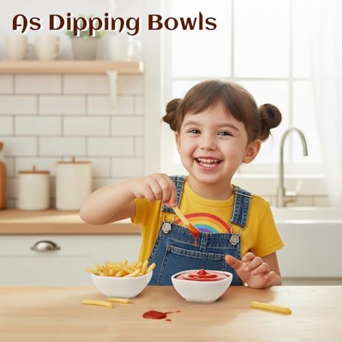5 OZ Sauce Bowls Set of 6, Unbreakable Dipping Sauce Cups - White
