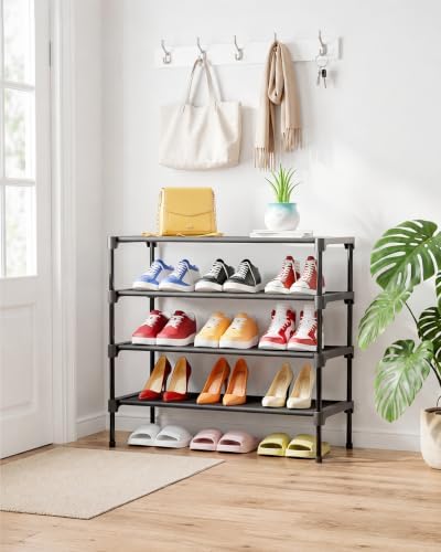 Kitsure Shoe Rack - Non-Woven Shoe Rack Shelf, Shoe Organizer for Closet, Entryway, Garage & Corridor, Stackable Shoe Shelves, X-Large, Black