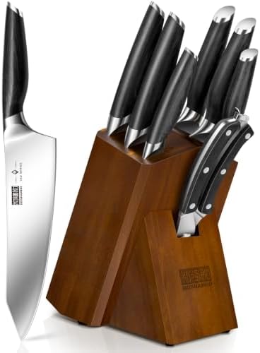 HOSHANHO 8PCS Knife Set, Razor Sharp Japanese Kitchen Knife Set with Block