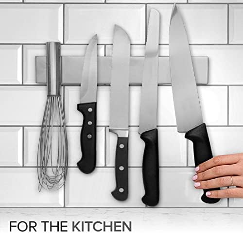 Modern Innovations 10 Inch Stainless Steel Magnetic Knife Bar with Multipurpose Use as Knife Holder, Knife Rack, Knife Strip, Kitchen Utensil Holder, Tool Holder, Art Supply Organizer, Home Organizer
