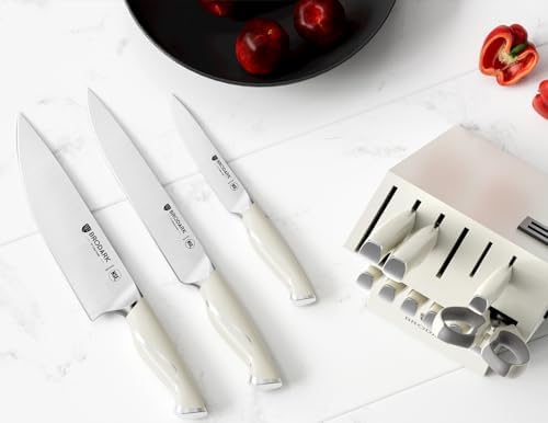 BRODARK 15Pcs Professional High Carbon Stainless Steel Knife Set With Block