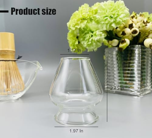 Glass Matcha Whisk Holder, Matcha Chasen Holder, Matcha Whisk Stand for Bamboo Matcha Chasen, Matcha Set Accessories for Tea Ceremony (Clear)