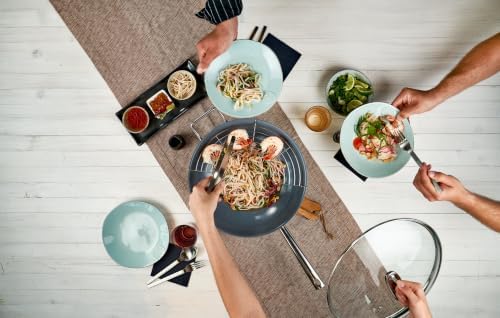 Zwilling Wok, Glass Lid and Removable Grid Insert, Incl. Long Handle, Suitable for Induction, Stainless Steel, Plus,Silver, Ø 32 cm