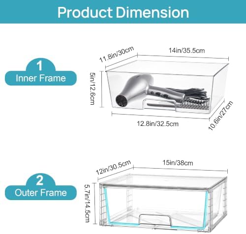 Vtopmart 6 Pack Large Clear Stackable Storage Drawers for Closet, Pantry