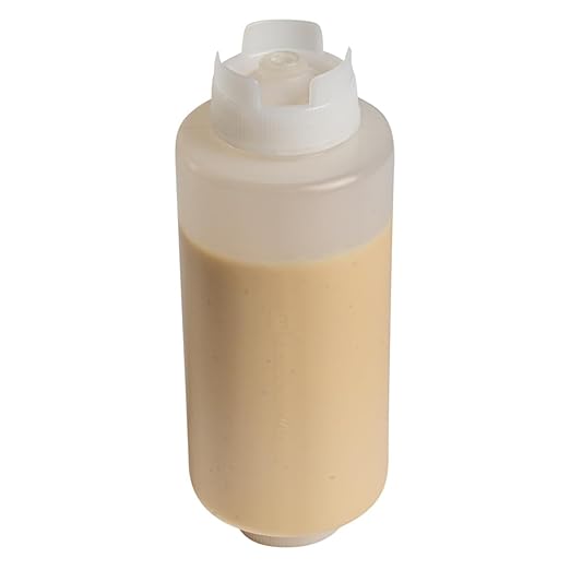 Restaurantware First In First Out 32 Ounce Condiment Squeeze Bottle 6 Refillable Lid FIFO Squeeze Bottle - Precision Dispensing Tip Flexible Clear Plastic Squeeze Bottle For Sauces
