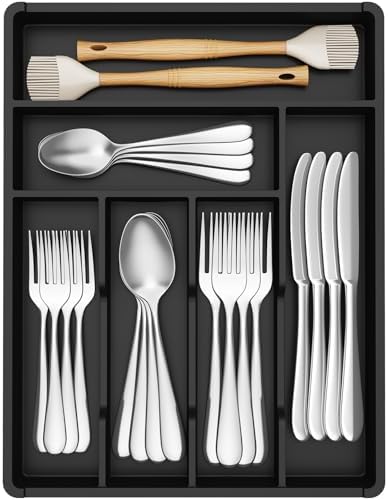 Lifewit Silverware Drawer Organizer Tray, Cutlery Storage for Kitchen